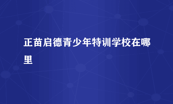 正苗启德青少年特训学校在哪里