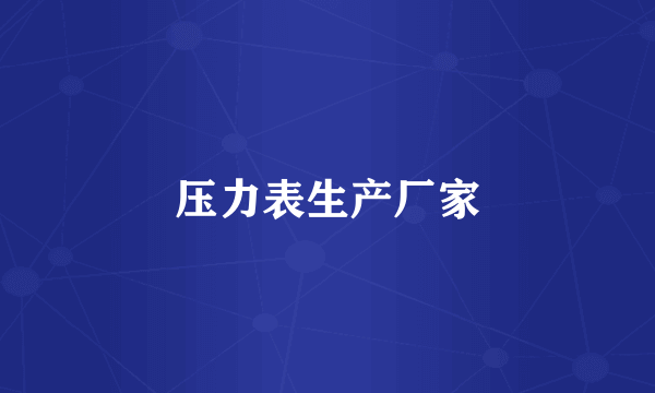 压力表生产厂家
