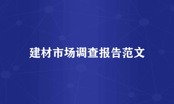 建材市场调查报告范文