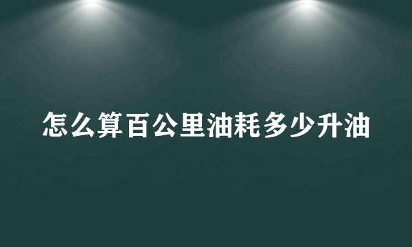 怎么算百公里油耗多少升油