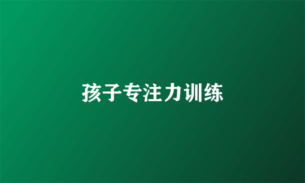 孩子专注力训练