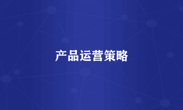 产品运营策略
