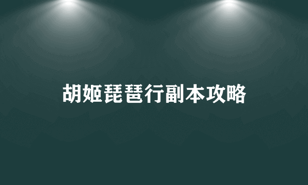 胡姬琵琶行副本攻略