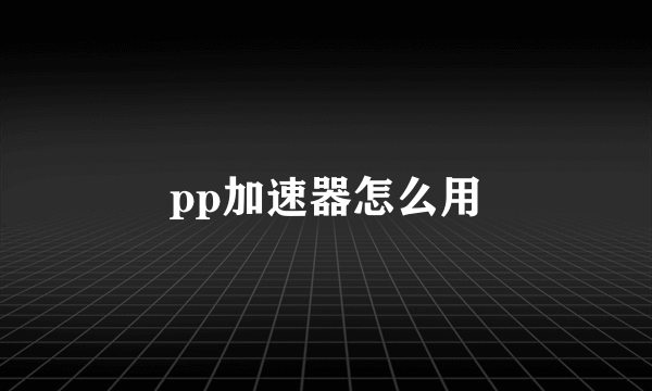 pp加速器怎么用