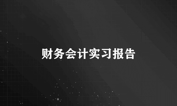 财务会计实习报告