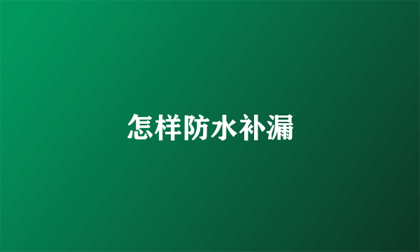 怎样防水补漏