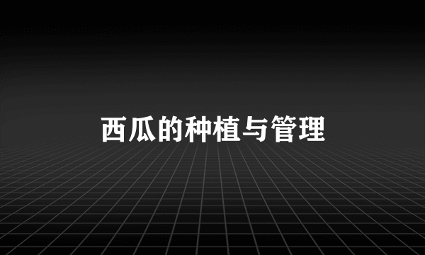 西瓜的种植与管理