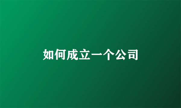 如何成立一个公司