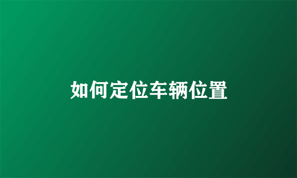 如何定位车辆位置