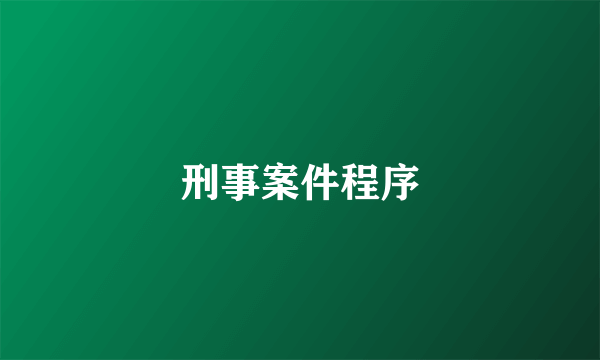 刑事案件程序