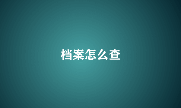 档案怎么查