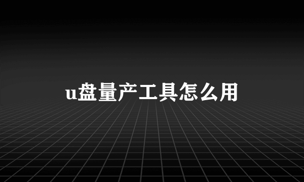 u盘量产工具怎么用
