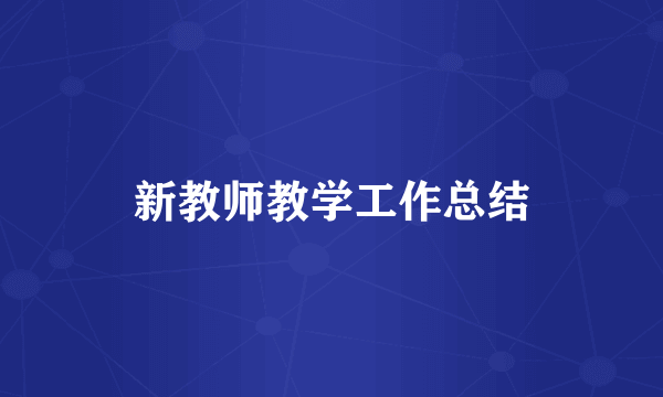 新教师教学工作总结