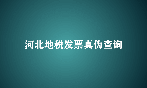 河北地税发票真伪查询