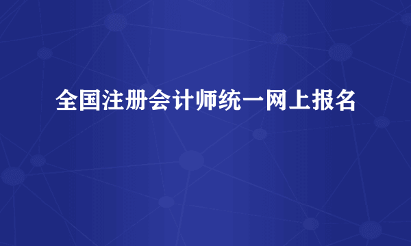 全国注册会计师统一网上报名