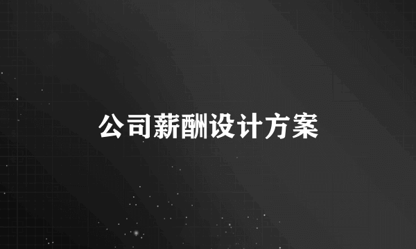 公司薪酬设计方案