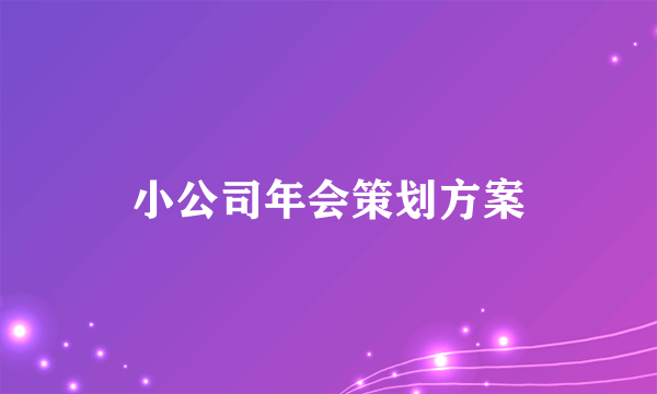 小公司年会策划方案