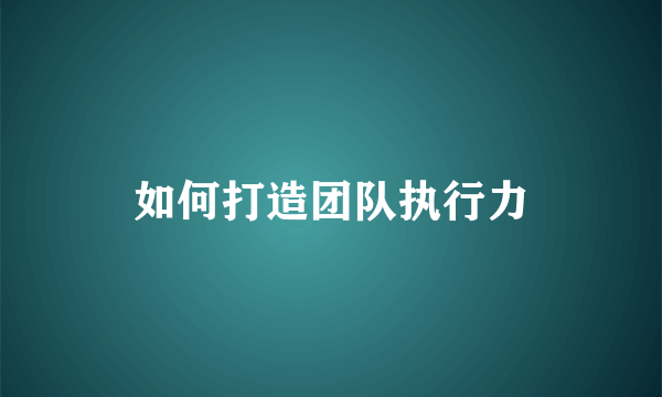 如何打造团队执行力
