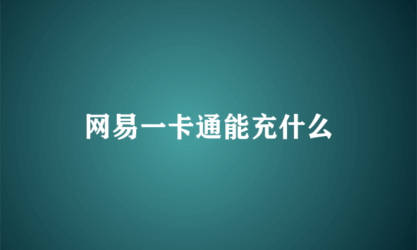 网易一卡通能充什么