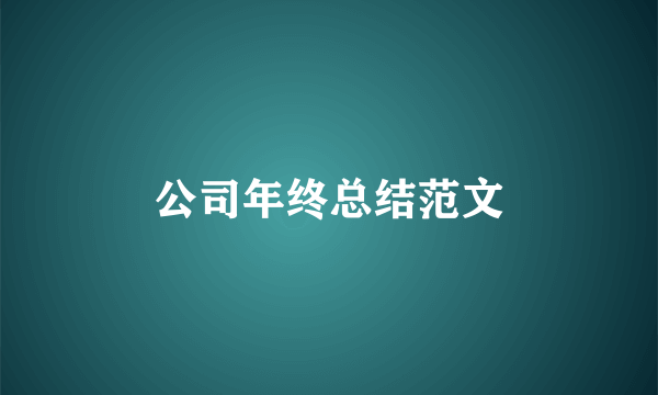公司年终总结范文