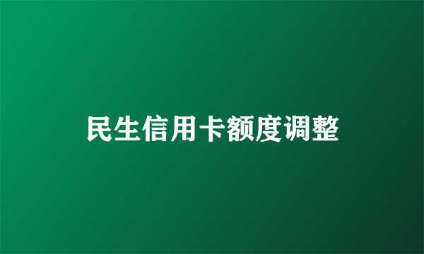 民生信用卡额度调整