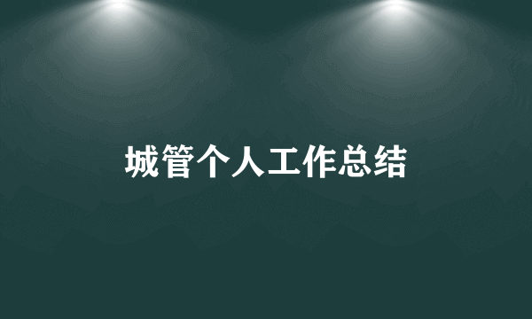 城管个人工作总结