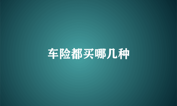 车险都买哪几种