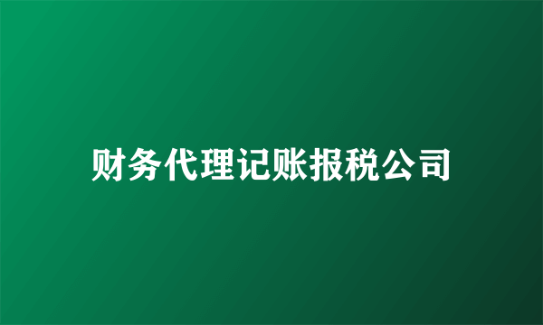 财务代理记账报税公司