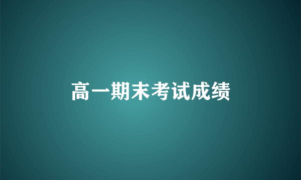 高一期末考试成绩