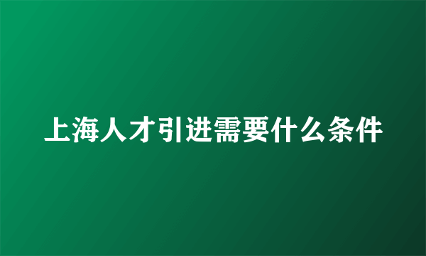 上海人才引进需要什么条件
