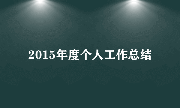 2015年度个人工作总结