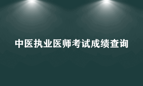 中医执业医师考试成绩查询