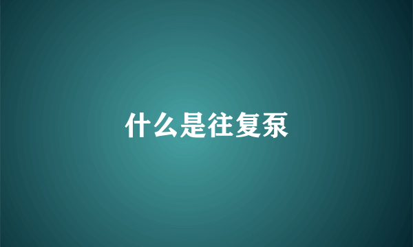 什么是往复泵