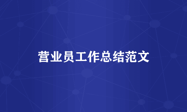营业员工作总结范文