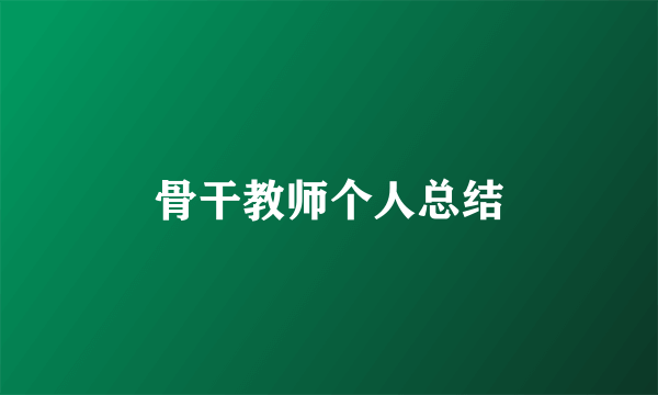 骨干教师个人总结