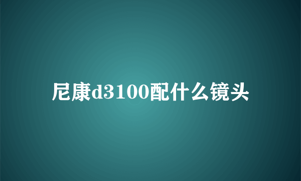 尼康d3100配什么镜头