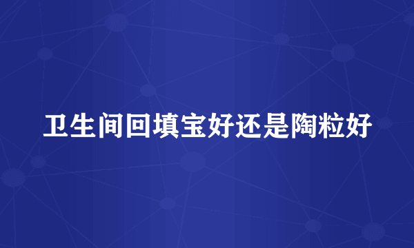 卫生间回填宝好还是陶粒好