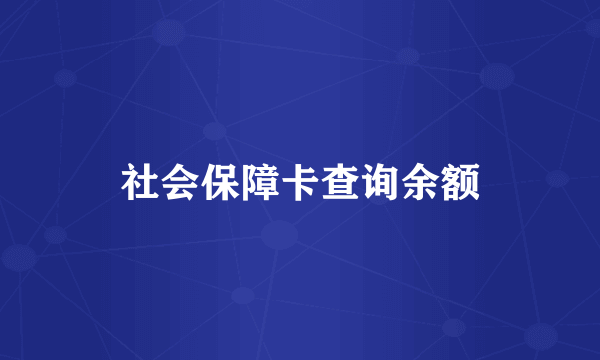社会保障卡查询余额