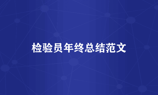 检验员年终总结范文