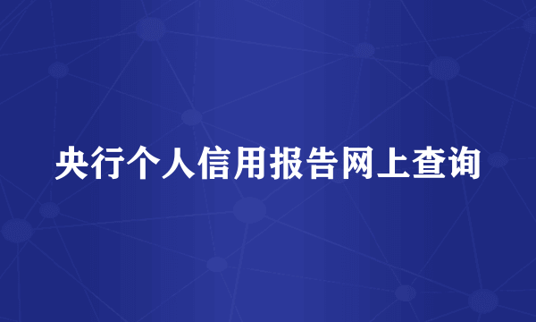 央行个人信用报告网上查询