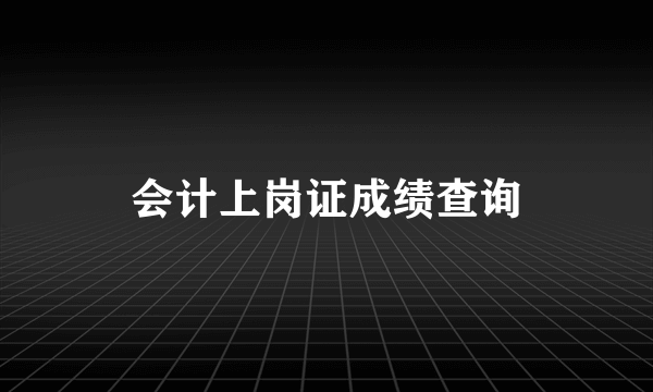 会计上岗证成绩查询
