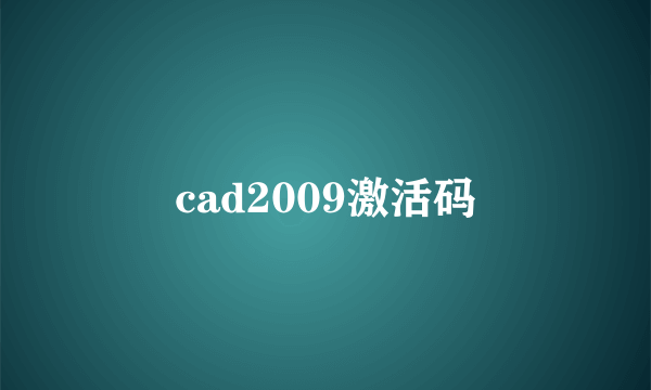 cad2009激活码