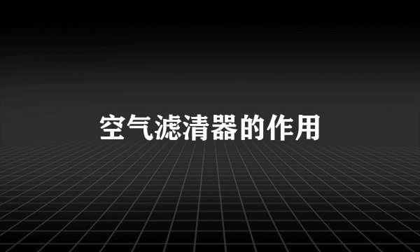 空气滤清器的作用
