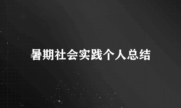 暑期社会实践个人总结