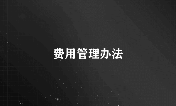 费用管理办法