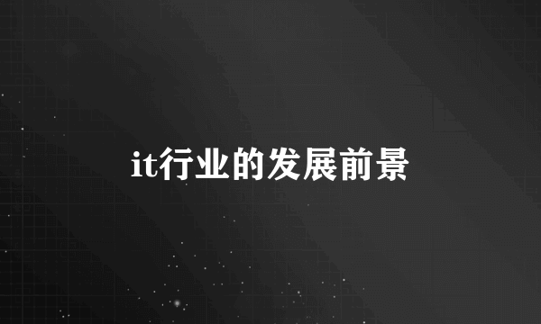 it行业的发展前景