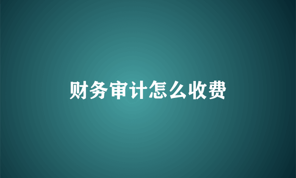 财务审计怎么收费
