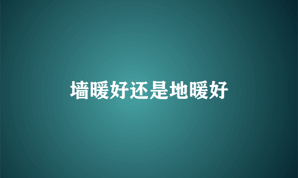 墙暖好还是地暖好