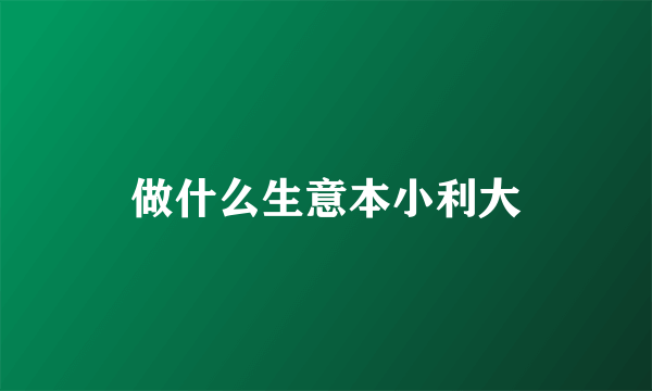 做什么生意本小利大