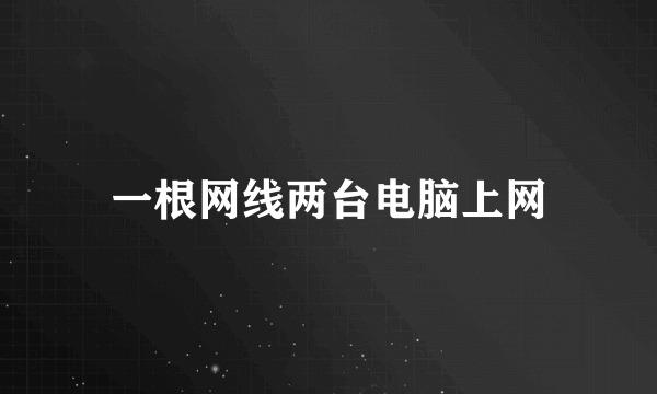 一根网线两台电脑上网